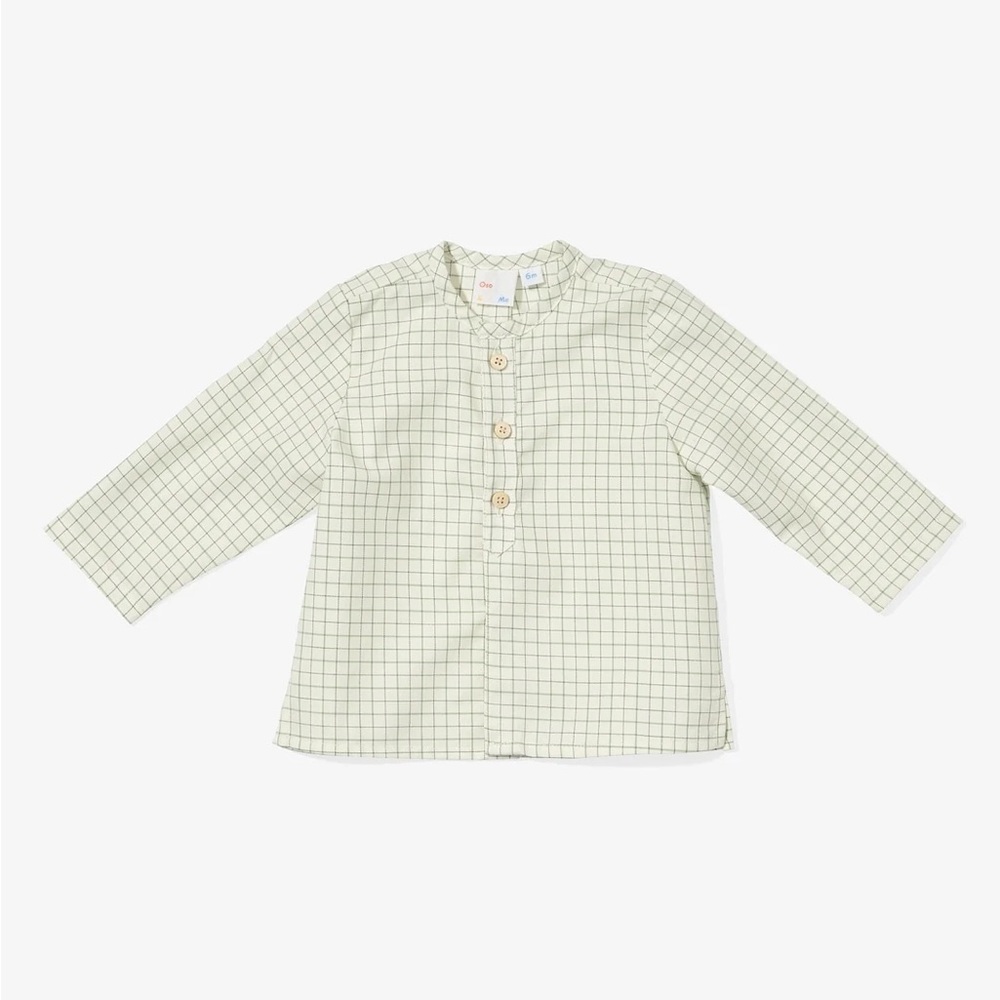 Oso & Me Baby Lupo Shirt in Green Tattersall, size 24 mo